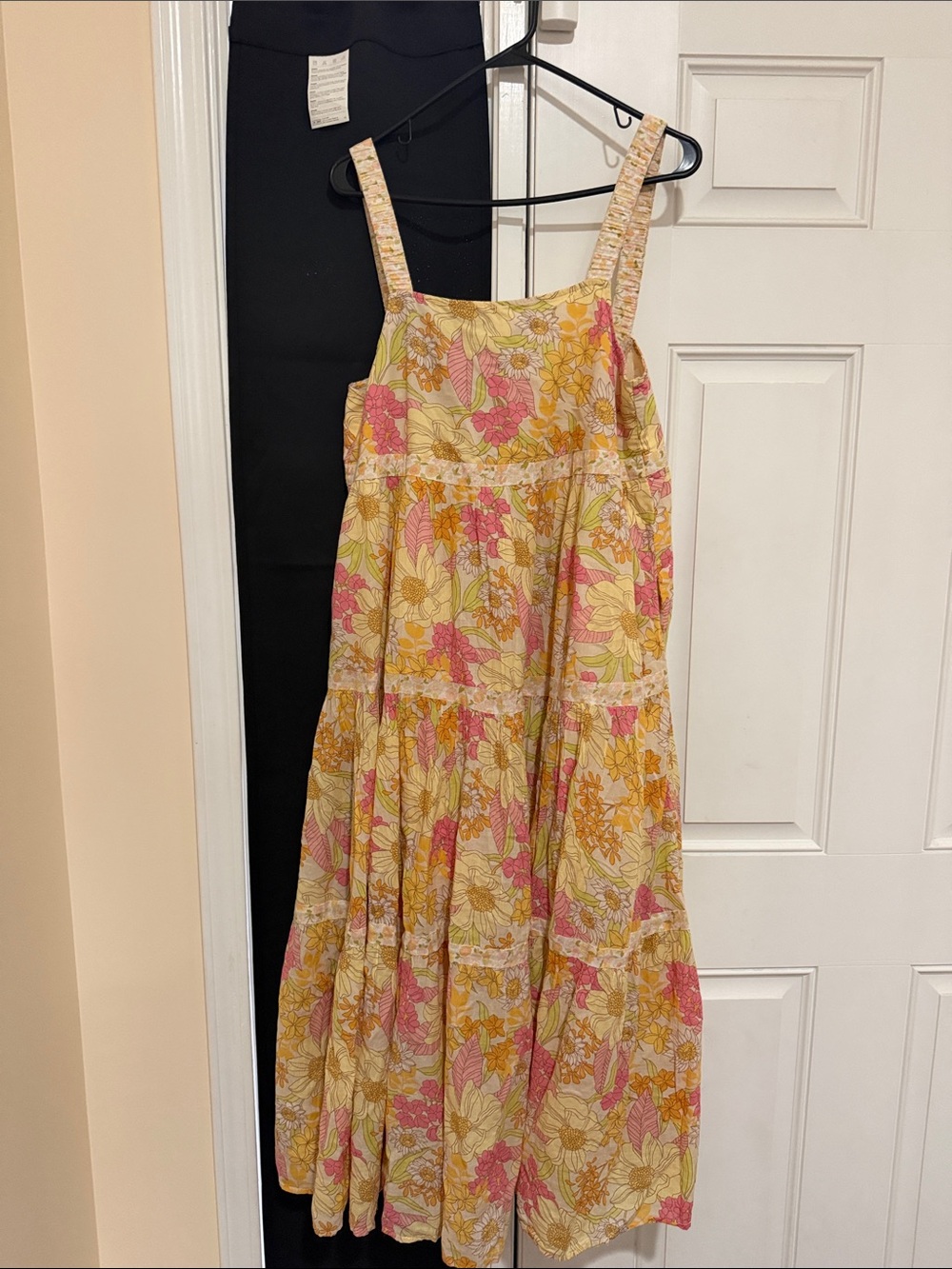 Madewell Yellow Floral Tiered Sundress with Pink Accents